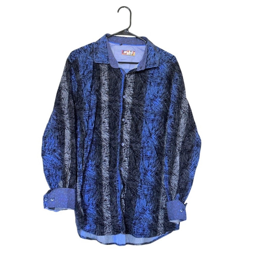 Spazio Men’s Shirt| Size L| Colors Blue, Gray & Black